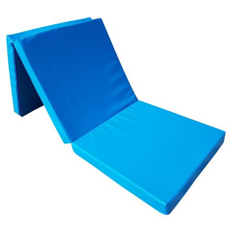 Materac składany skajowy 195x65x8 cm niebieski