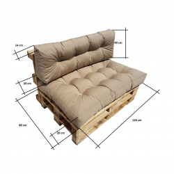 Polštář, prošívaná matrace na zahradní sezení z palet Světle hnědá