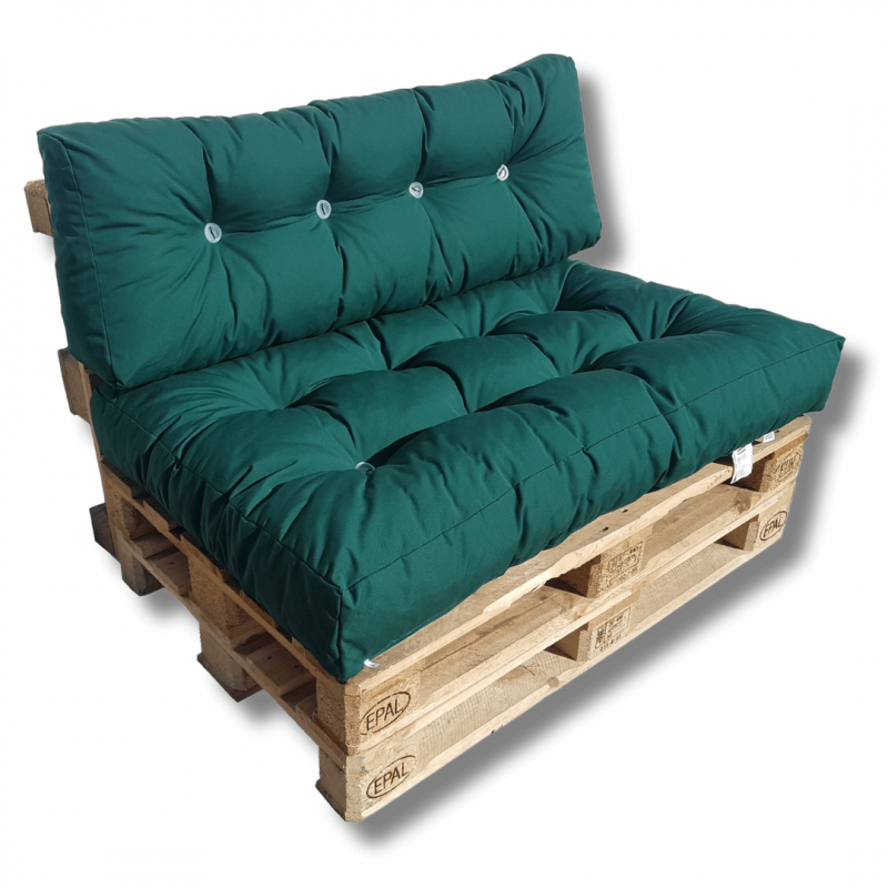 Set polštářů, prošívané paletové matrace na zahradu ZELENÁ