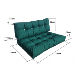 Polštář, prošívaná matrace na zahradní sezení z palet ZELENÁ