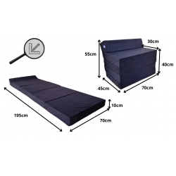 Natalia Spzoo - Skládací matrace - Pěnové křeslo 195 x 70 x 10 cm - 0001 Černý